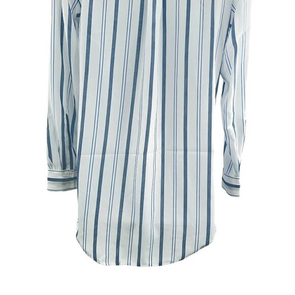 Elizabeth and James Button Down Tunic Shirt Women's XS White Blue Striped Light - Picture 4 of 12